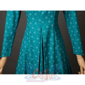 House of the Dragon Alicent Hightower cosplay dress waist detail gathers teal pleats beneath a fitted bodice