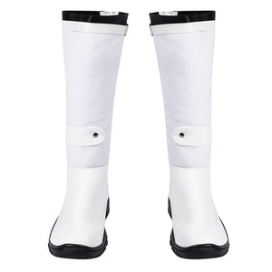 COSFUN Human Torch Johnny Storm cosplay boots crafted from white matte materials balance structured uppers and black soles.