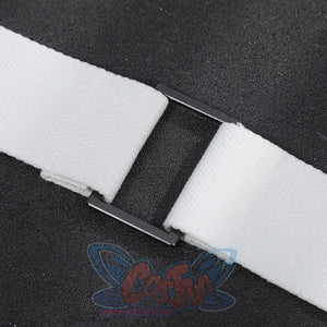Human Torch Johnny Storm cosplay costume white fabric belt ends are joined by a secure rectangular silver-tone metal buckle.