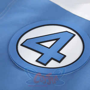 Human Torch Johnny Storm cosplay costume blue fabric patch centers the iconic number four logo in clean raised lettering.