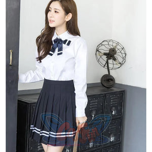 Japanese Korean Style School Jk Uniform Suits White Shirt Pleated Skirt Mp006145