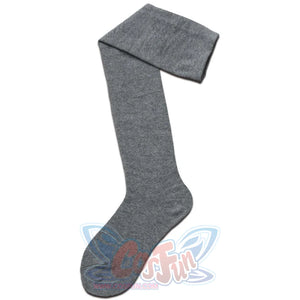 Jk Stockings Solid Color Stripe Socks Thigh High Grey / One Size Stockings&socks