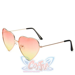 Gojo Satoru cosplay glasses pairing thin metal heart frames with soft gradient tinted lenses.