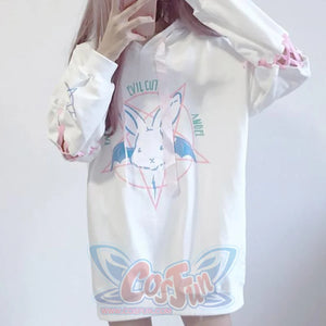 Loose Lace Up Sleeves Rabbit Hoodie Mp005932 Sweatshirt