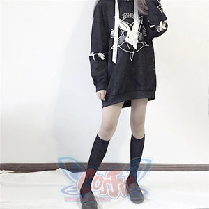 Loose Lace Up Sleeves Rabbit Hoodie Mp005932 Sweatshirt