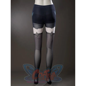 Lumine cosplay socks back view with dark upper panels and long translucent sections.