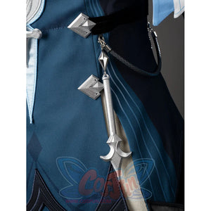 Lumine cosplay waist detail centers a silver-tone hanging ornament between geometric charms and a fine chain.