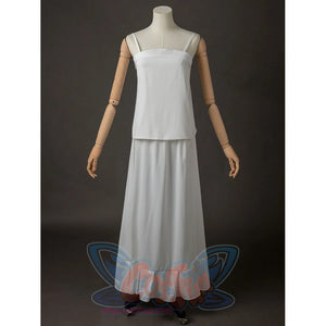 The Apothecary Diaries Maomao cosplay costume centers the white camisole top above the layered underskirt.
