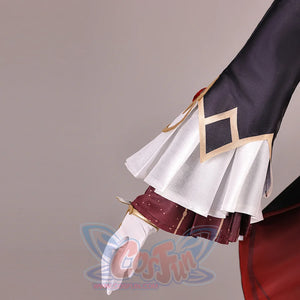 Genshin Impact Marionette Sandrone old design cosplay costume captures the flared white cuffs and ornate gold-tone trim.