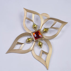Genshin Impact Marionette Sandrone old design cosplay costume vision centers a red gem-like detail among yellow accents.