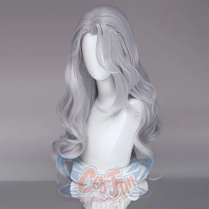 Marvel Rivals Black Cat Felicia Hardy cosplay wig angles to one side as silver-white curls fall.