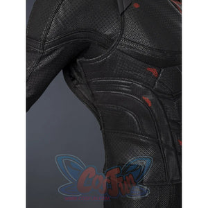 Matt Murdock black cosplay centers textured black bodysuit with reinforced torso panels and red accents.