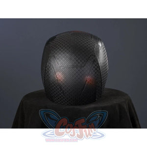 Matt Murdock black cosplay helmet crafted from fiberglass traces a smooth curve with intricate textured patterns throughout.