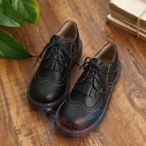 Mori Girl Retro Oxford Martin Round Shoes Black / 34 Canvas