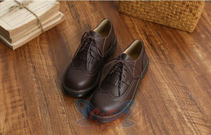 Mori Girl Retro Oxford Martin Round Shoes Canvas