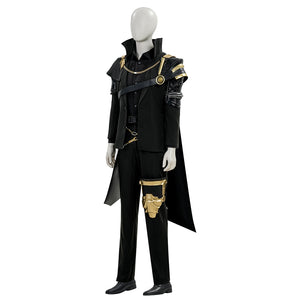 Final Fantasy XV Noctis The Chosen King cosplay costume layers a black tailored coat over a shirt and dark trousers.