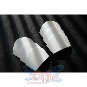 Genshin Impact Noelle cosplay knee pads pair matching white curved pieces for the leg accessories.