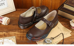 Old-Fashioned Retro Mary Jane Leather Shoes C00128