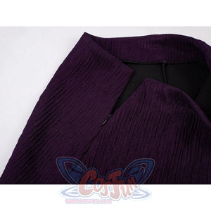 One Piece Nico Robin cosplay fabric detail highlights purple jacquard texture along the folded top edge.