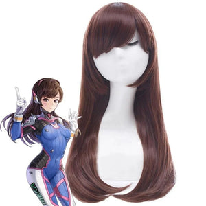 Over Watch Ow Hana Song D.va Cosplay Wig Long Brown Hair C00290 Wigs