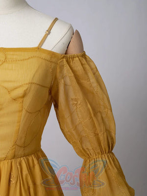 Star Wars Padme Amidala cosplay puff sleeve detail gathers embroidered sheer fabric along the upper arm.