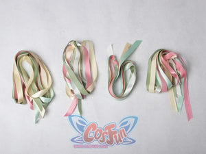 Star Wars Padme Amidala cosplay ribbon straps gather pastel green, ivory and pink satin ties.