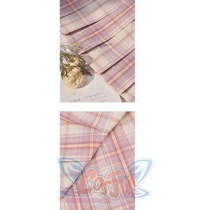 Plaid Jk Uniform Pink A-Line Pleated Skirt Mp005923