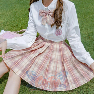 Plaid Jk Uniform Pink A-Line Pleated Skirt Mp005923