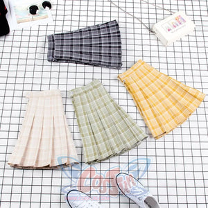 Plaid Uniform A-Line Hight Waist Pleated Skirt C00025