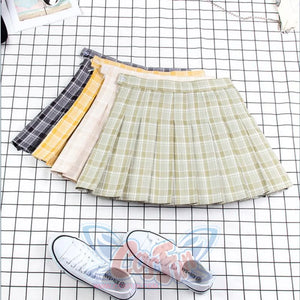 Plaid Uniform A-Line Hight Waist Pleated Skirt C00025