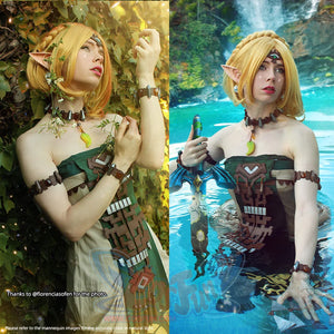 The Legend of Zelda Tears of the Kingdom Princess Zelda cosplay two-piece set pairs green tunic.