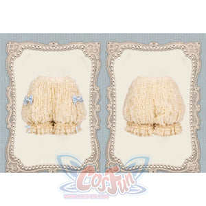 Front and back display of the pumpkin bloomers with pale blue side bows