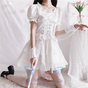 Punk Flattering Pleated Frill Tiered Layered Dress Mp006262