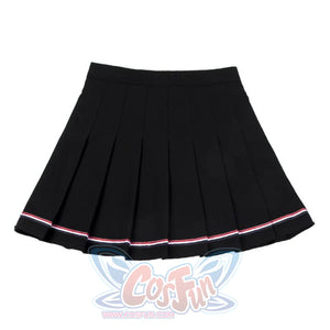Pure Color Uniform A-Line Hight Waist Pleated Skirt