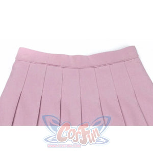 Pure Color Uniform A-Line Hight Waist Pleated Skirt