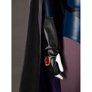 Raven Rachel Roth cosplay glove detail frames a red gem-like wrist accent against black faux leather.