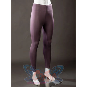 Raven Rachel Roth cosplay purple tights front view smooths a fitted mauve layer below the costume waist.