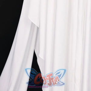 Re:Zero Emilia cosplay skirt detail view with long white draped panels and soft vertical folds