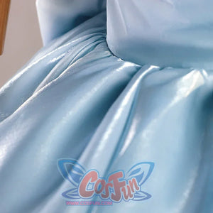 Re:Zero Rem cosplay skirt detail highlighting glossy blue pleats and layered waist fabric