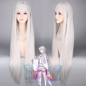 Re:zero Starting Life In Another World Emilia Cosplay Wig Long Straight Hair Braided Mp005798 Wigs