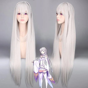 Re:zero Starting Life In Another World Emilia Cosplay Wig Long Straight Hair Braided Mp005798 Wigs