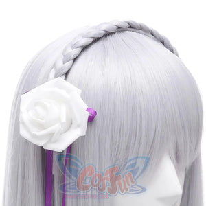 Re:zero Starting Life In Another World Emilia Cosplay Wigs Long Sliver Straight Hair Mp005950