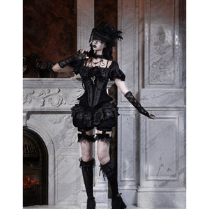 Elegy Day Gothic Velvet Lace Pumpkin Shorts image 11