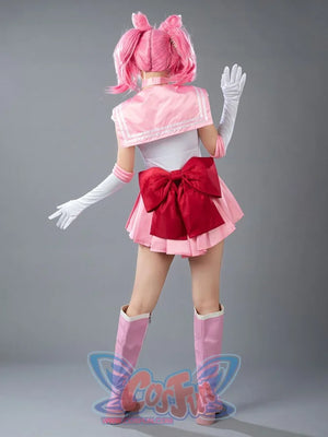 Sailor Chibi cosplay costume action pose lets rose pleats fan below the sailor bodice