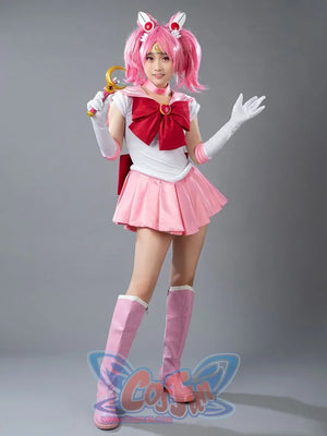 Sailor Chibi cosplay collar detail frames pink trim above the white bodice and chest bow