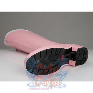 Sailor Chibi Moon Chibiusa cosplay boot sole view reveals black tread beneath the pink upper