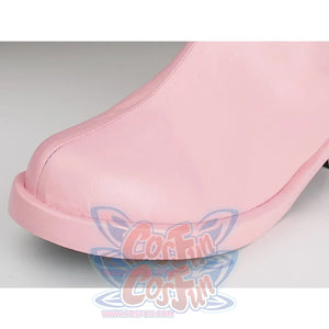 Sailor Chibi Moon Chibiusa cosplay boot toe detail focuses on pink faux leather and raised sole