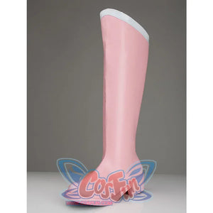 Sailor Chibi Moon Chibiusa cosplay boot side view outlines the pink shaft and white top trim