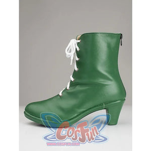 Sailor Jupiter Makoto Kino cosplay boot side profile outlines the green upper and angled heel
