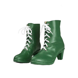 COSFUN Sailor Jupiter Makoto Kino cosplay boots set green uppers under white front laces